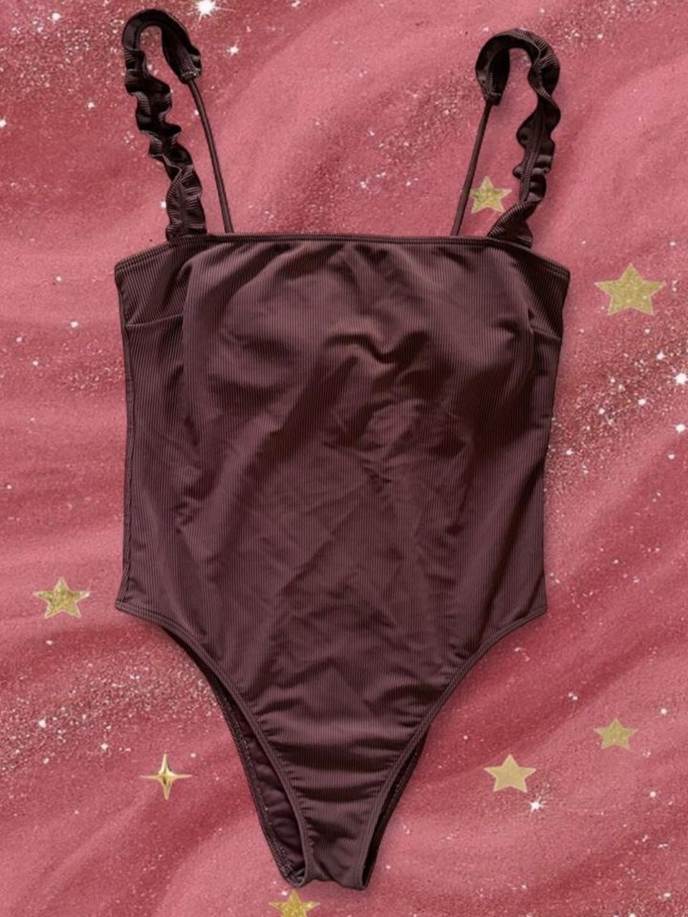 Abercrombie & Fitch Brown Ruffle-Strap One-Piece Swimsuit